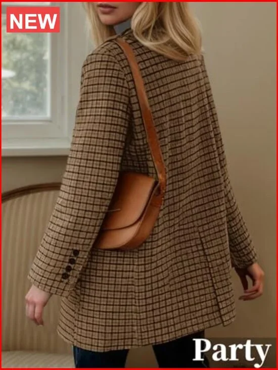 Polyester Blend Wool Blazer Jacket Loose Fit Business Casual - Picture 5 of 7